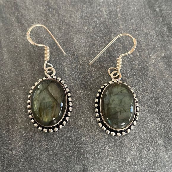 Vintage Jewelry - Labradorite Sterling Silver Earrings